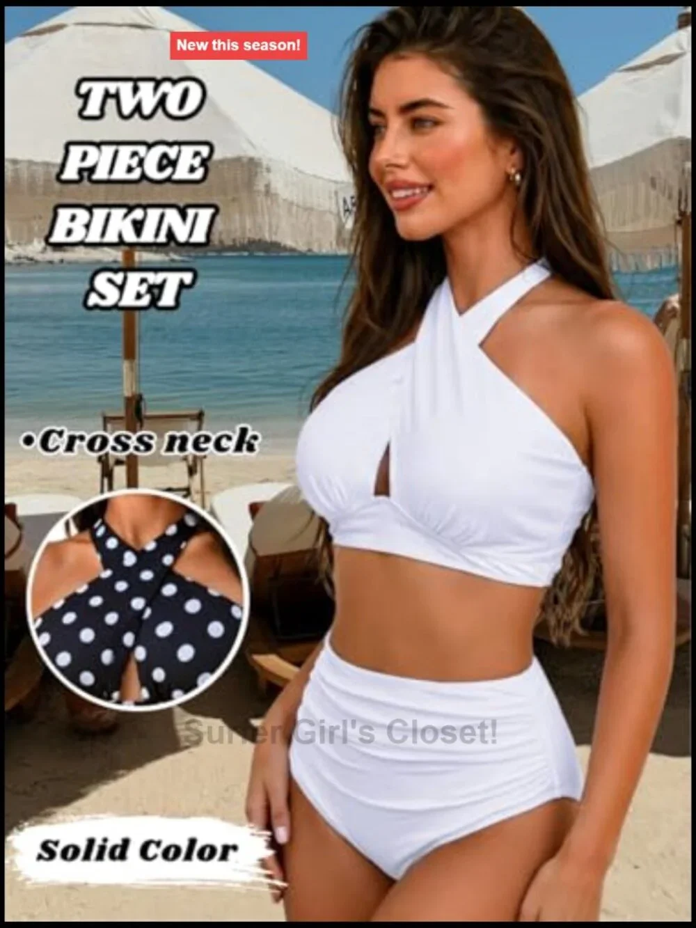 High Waisted Bikini Set with Tummy Control, Full Coverage Swimwear